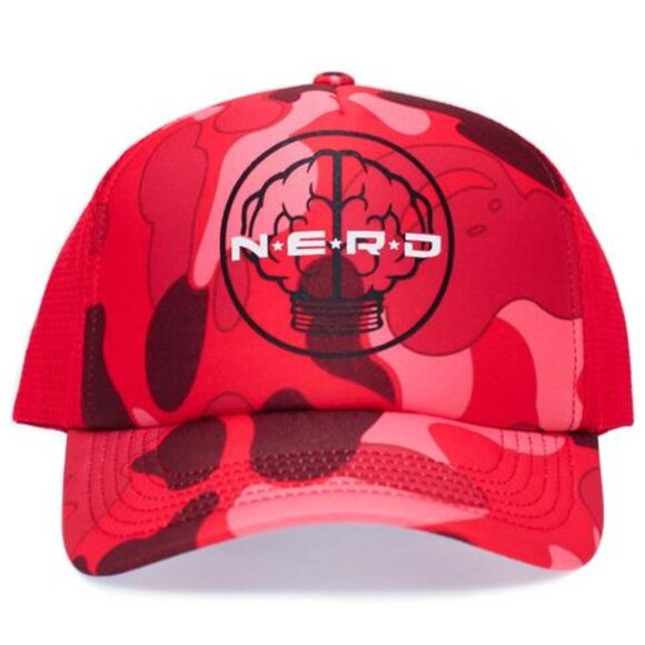 NERD Pharrell Hat Pink Red Camo Rare Japan One Size Adult N*E*R*D Cap 2000s Fash - Picture 1 of 6